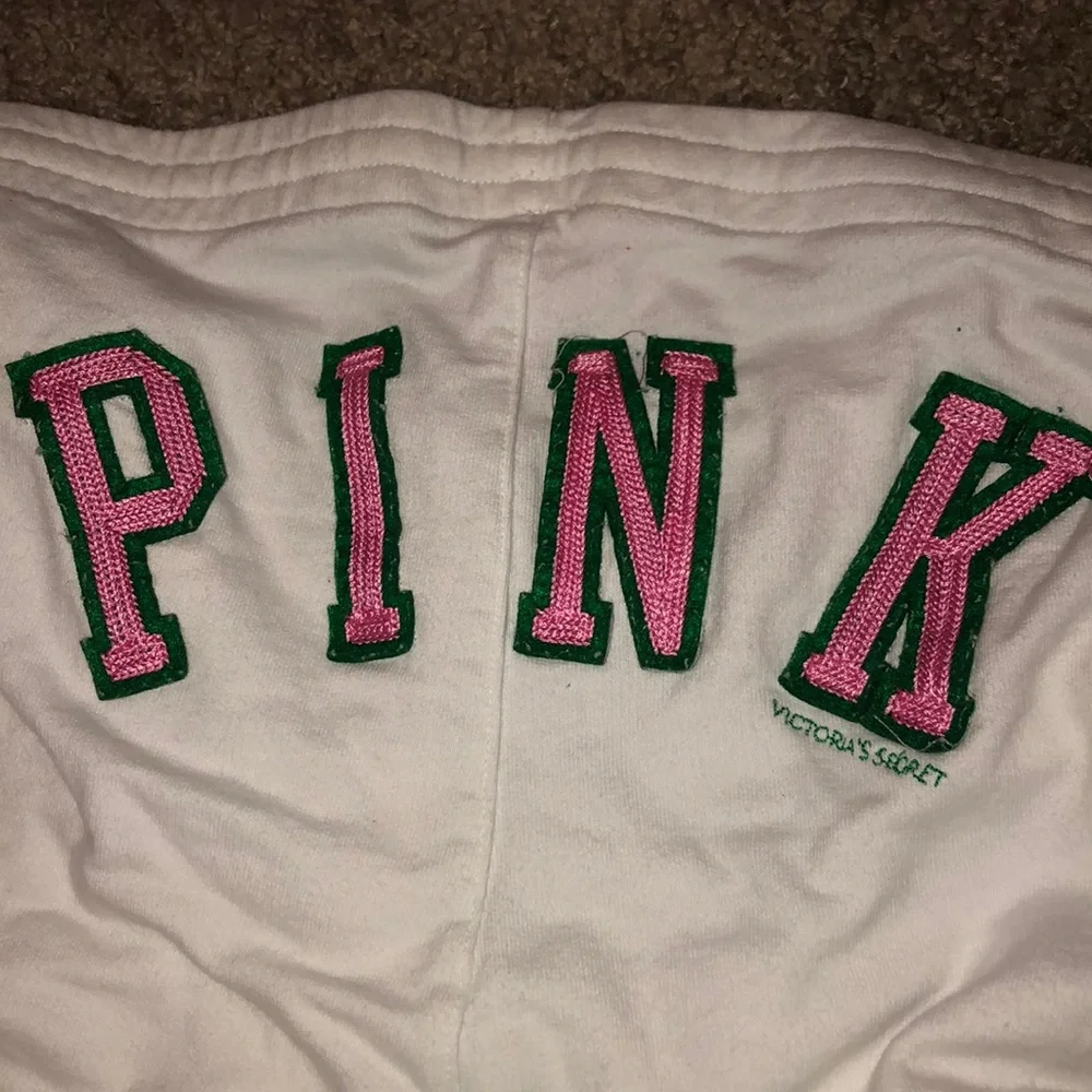 PINK Victoria's Secret White Joggers with Pink and Green Accents - Picture 6 of 6